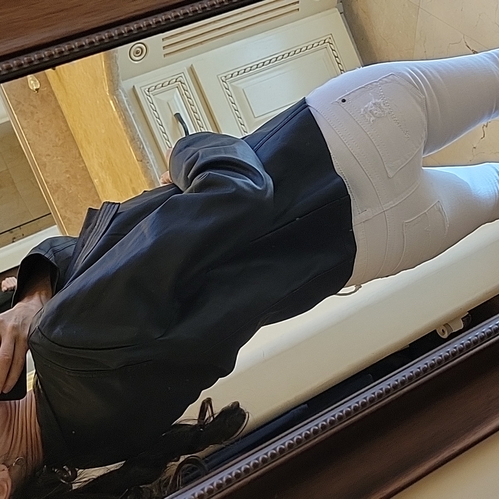 Collection B New York Faux Leather Hi-low Cascading Front Open Jacket, M - Picture 7 of 17